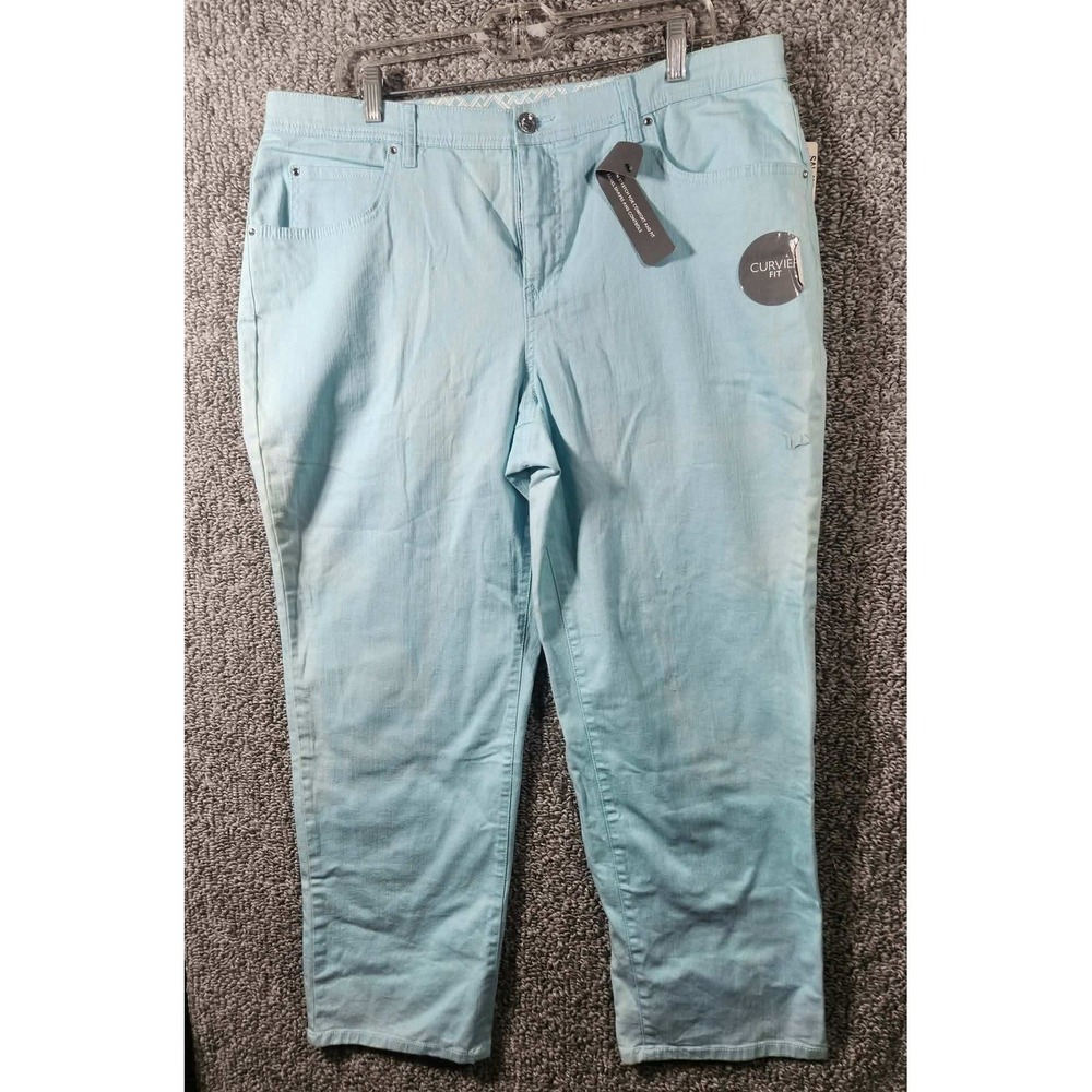 JM Collection Pants Blue Curvier Fit Tummy Control Women 18 Short